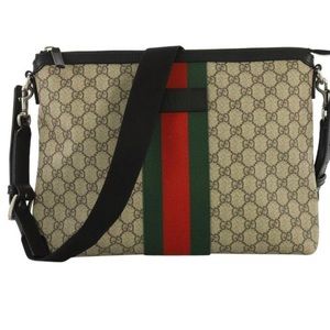 Gucci Web Zip Messenger Bag GG Coated Canvas Large